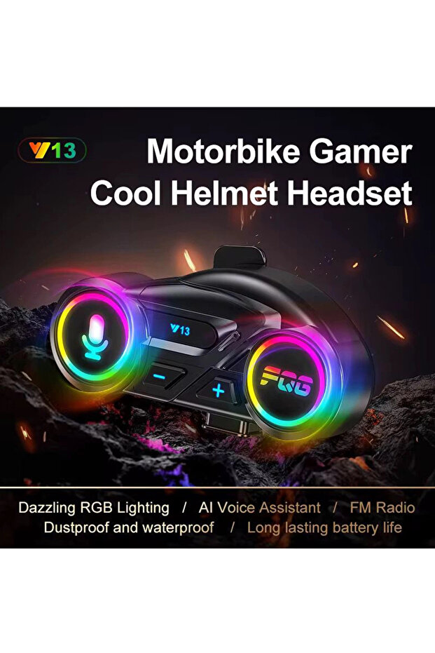Y13 Motor Kask Kulaklık Rgb Modlu Radyolu Motosiklet Kulaklık 5-3 Bluetooth Intercom